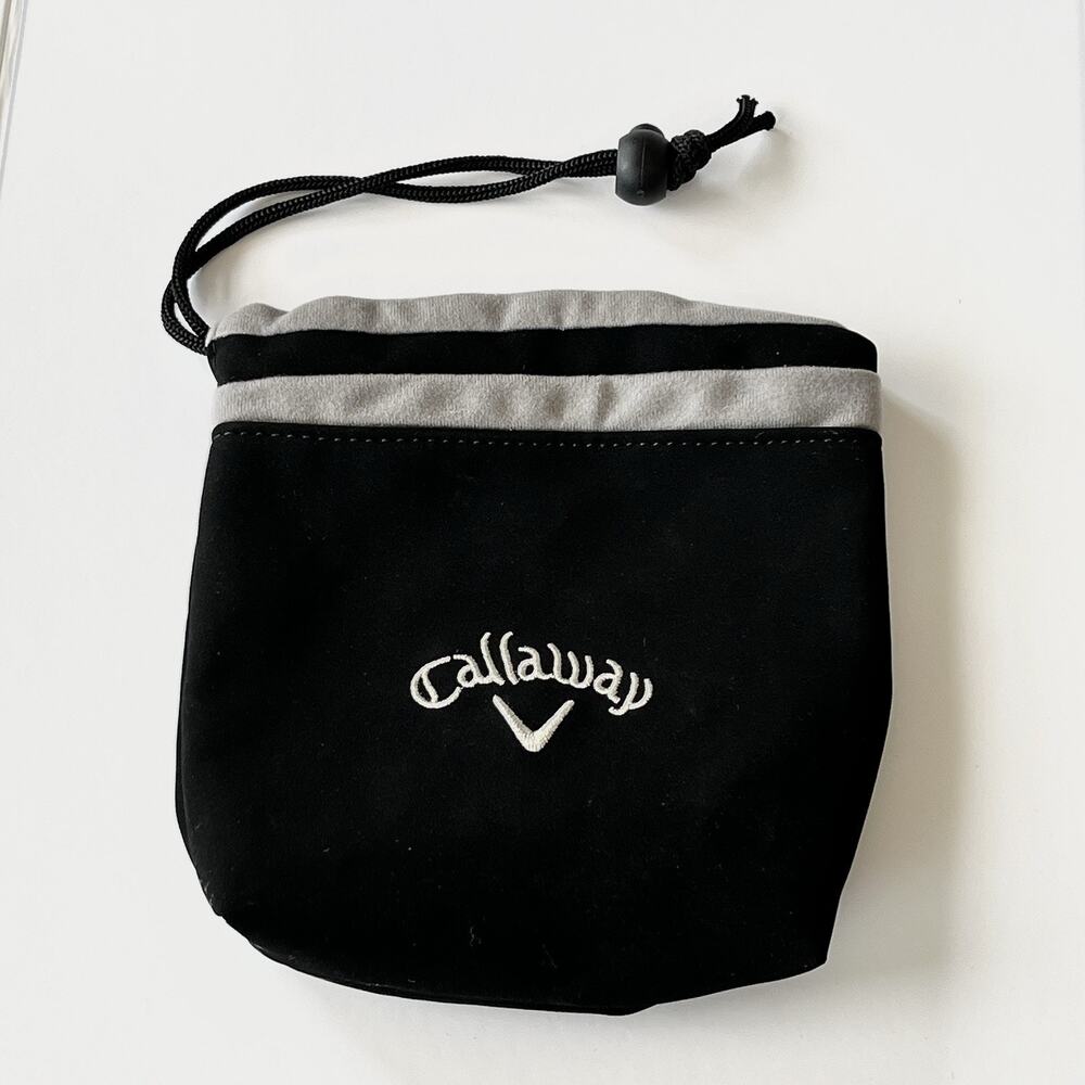 Callaway Golf Valuables Cinch Pouch Black Gray 6"x6" Tees Balls Money Accessorie